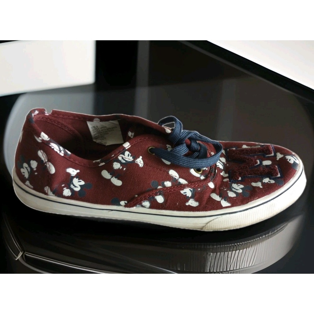 Disney Mickey Mouse Burgundy Women's Sneakers Canvas Tennis Shoes US Size 9